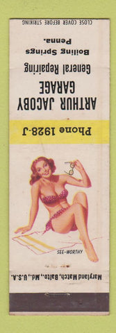 Matchbook Cover - Arthur Jacoby Garage Boiling Springs PA pinup