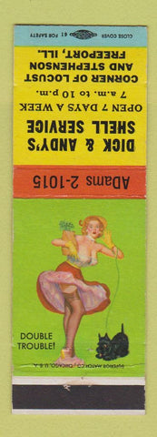 Matchbook Cover - Dick & Andy's Shell oil gas Freeport IL pinup