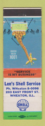 Matchbook Cover - Len's Shell oil gas Wheaton IL