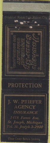 Matchbook Cover - JW Priefer Insurance St Joseph MO