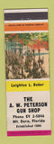 Matchbook Cover - AW Peterson Gun Shop Mount Dora FL Cypress Gardens