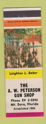 Matchbook Cover - AW Peterson Gun Shop Mount Dora FL Cypress Gardens