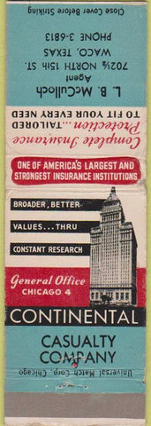 Matchbook Cover - L.B. McCulloch Insurance Waco TX WEAR