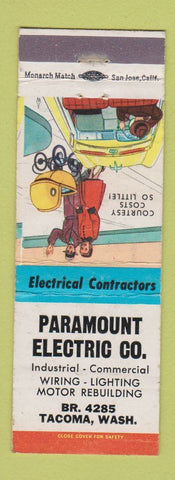 Matchbook Cover - Paramount Electric Tacoma WA