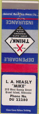 Matchbook Cover - LA Heasly Insurance Grand Island NE