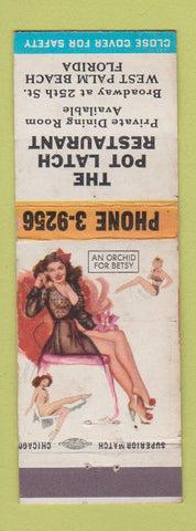 Matchbook Cover - Pot Latch Restaurant West Palm Beach FL pinup WEAR