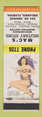 Matchbook Cover - Mac's Military Store Orlando FL pinup