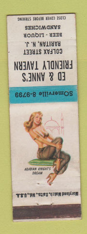 Matchbook Cover - Ed & Anne's Tavern Raritan NJ pinup WEAR