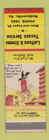 Matchbook Cover - Laffoon & Simms Texaco oil gas Madisonville KY