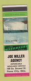 Matchbook Cover - Joe Miller Insurance Agency Ponca City OK