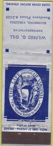 Matchbook Cover - Life of Virginia Insurance Richmond VA Wilfred Gill
