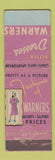 Matchbook Cover - Warners Women's Clothes girlie WEAR