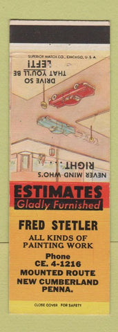 Matchbook Cover - Fred Stetler Paint New Cumberland PA