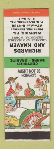 Matchbook Cover - Richards Knaver Granite Memorial Works Warwick PA hillbilly