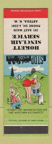 Matchbook Cover - Hockett Sinclair oil gas Artesia NM hillbilly