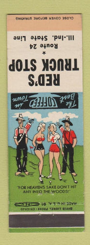 Matchbook Cover - Red's Truck Stop IL IN State Line hillbilly