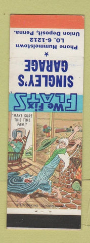 Matchbook Cover - Singley's Garage Union Deposit PA hillbilly