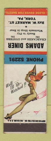 Matchbook Cover - Adams Diner York PA pinup witch WEAR