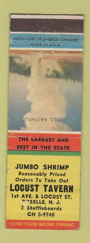 Matchbook Cover - Locust Tavern Roselle NJ Shuffleboard WORN