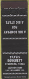 Matchbook Cover - Travis Bouchett Life Insurance Stamford TX