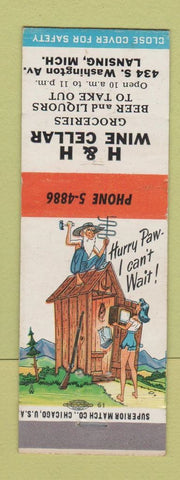 Matchbook Cover - H&H Wine Cellar Lansing MI hillbilly