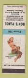 Matchbook Cover - Don's Place Ligonier IN pinup Texaco oil gas low phone #