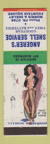Matchbook Cover - Angerer's Shell oil gas Goodyear Tires Indianapolis IN pinup