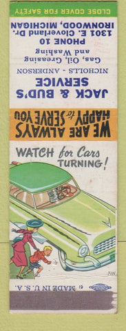 Matchbook Cover - Jack & Bud's oil gas Ironwood MI