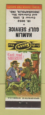 Matchbook Cover - Hamlin Gulf oil gas Indianapolis IN hillbilly
