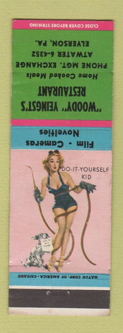 Matchbook Cover - Woody Yeingst's Restaurant Elverson PA pinup welding