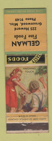 Matchbook Cover - Gelman Fine Foods Greenwood MS WEAR