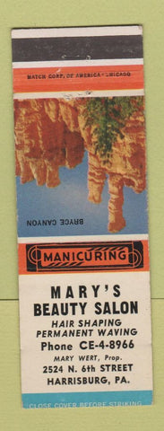 Matchbook Cover - Mary's Beauty Salon Harrisburg PA
