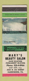 Matchbook Cover - Mary's Beauty Salon Harrisburg PA Niagara Falls