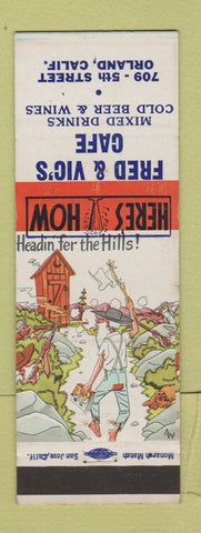 Matchbook Cover - Fred & Vic's Cafe Orland CA hillbilly