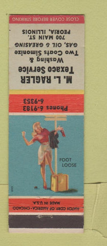 Matchbook Cover - ML Ragler Texaco oil gas Peoria IL pinup