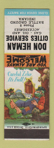 Matchbook Cover - Don Herman Cities oil gas Battle Ground IN hillbilly