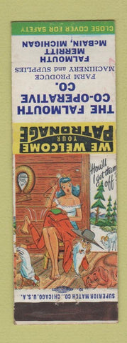 Matchbook Cover - Falmouth COOP Farm Produce Machinery McBain MI hillbilly