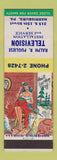 Matchbook Cover - Ralph Pugliese TV Harrisburg PA hillbilly
