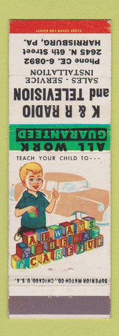 Matchbook Cover - K&R Radio TV Harrisburg PA