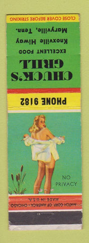 Matchbook Cover - Chuck's Grill Maryville TN pinup