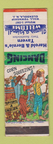 Matchbook Cover - Harold & Bernie's Tavern Glendola NJ hillbilly WORN