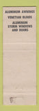 Matchbook Cover - Paul Hubley Sales Columbia PA hillbilly awnings blinds doors