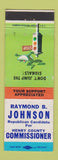 Matchbook Cover - Raymond Johnson Henry County Commissioner IN election