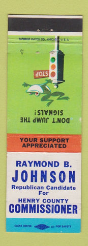 Matchbook Cover - Raymond Johnson Henry County Commissioner IN election