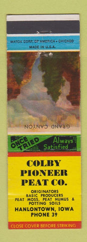 Matchbook Cover - Colby Pioneer Peat Hanlontown IA low phone # moss humus