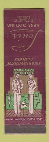 Matchbook Cover - Louis Men's Clothes Boston MA deco
