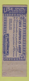 Matchbook Cover - Continental Clothes Chicago IL Full Length