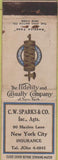 Matchbook Cover - CW Sparks Co Insurance New York city WEAR