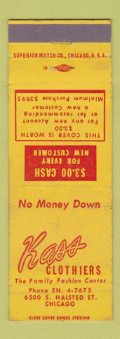 Matchbook Cover - Kass Clothes Chicago IL