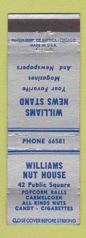 Matchbook Cover - Williams Nut House News Stand WEAR